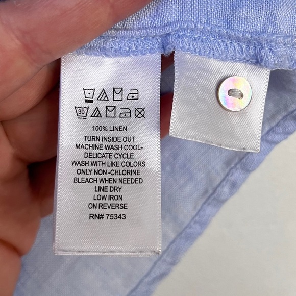 Tahari 100% Linen Boxy Short Sleeve Shirt Women's XL Casual Coastal Summer - Picture 8 of 8